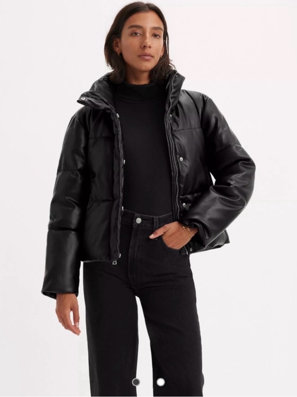 Levi's Black Faux-Leather Puffer Jacket